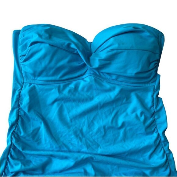 ANNE COLE Turquoise Twist-Front Ruched Tankini Top X-SMALL NWT - Picture 4 of 13